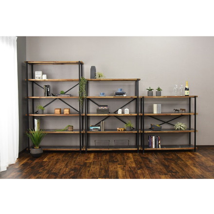 オープンラック 幅78cm 3段 シェルフ FJ-W78-3段 木目調 ヴィンテージ調 収納 収納家具