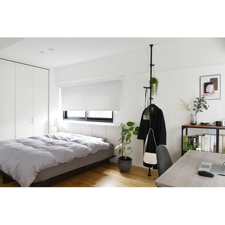 ポールハンガーセット フック大小2個入り コートハンガー 突っ張り棒 フック付き ハンガーラック ポールスタンド ブラック