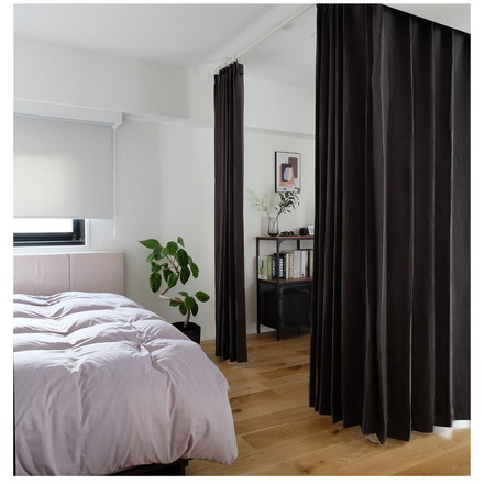 つっぱりカーテンレール L字コーナー用 リングランナー40個付き 幅120~200cm カーテンポール TOSO トーソー Naivis ナイビス ブラック