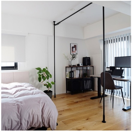 つっぱりカーテンレール リングランナー30個付き 幅200~270cm カーテンポール TOSO トーソー Naivis ナイビス ブラック