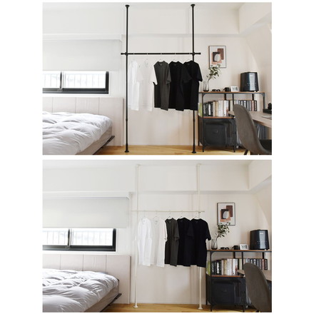 つっぱりハンガー 1段タイプ 幅70~120cm ハンガーラック 突っ張り棒 物干し竿 脱衣所 ランドリー ブラック