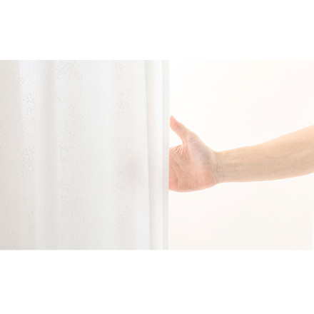 ミラーレースカーテン 7サイズ リーフ柄 日本製 UVカット 紫外線 高機能レース レースカーテン 断熱 保温 省エネ 幅100×長さ103cm2枚組