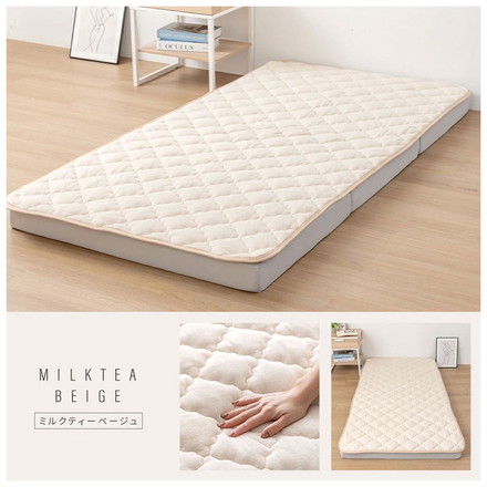 【絶対にズレない敷パッド単品】OKU-PITA レーヨンパイル敷きパッド シングル ズレない 春 夏 秋 置くだけ ミルクティーベージュ