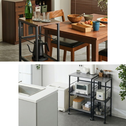 キャスター付き キッチンラック 幅29cm 3段 VOID STACK series すき間収納 すき間ラック ストーングレー