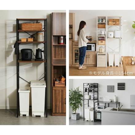 キッチンラック ゴミ箱上 ラック 幅52cm 3段 VOID STACK series ゴミ箱ラック レンジ台 ストーングレー