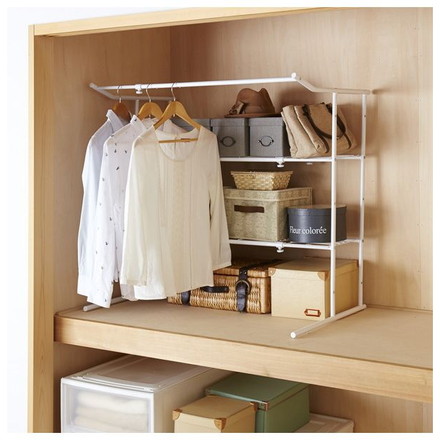 押入れ伸縮ハンガーシェルフ 白 OHW-40 平安伸銅工業