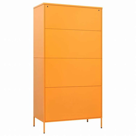 vidaXL 洋服ダンス マスタードイエロー 90x50x180 cm スチール家具 キャビネット&収納