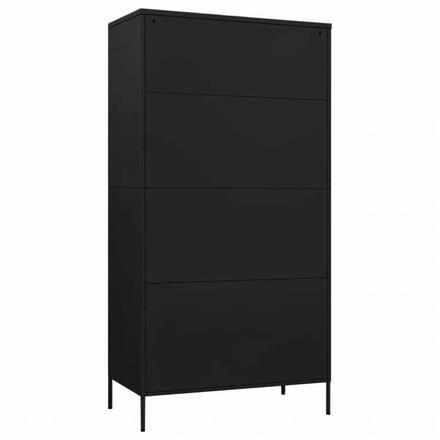 vidaXL 洋服ダンス ブラック 90x50x180 cm スチール家具 キャビネット&収納