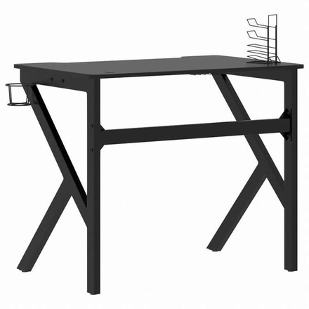 vidaXL ゲーミングデスク K字型脚 ブラック 90x60x75 cm家具 オフィス家具 デスク