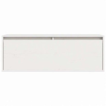 vidaXL ウォールキャビネット ホワイト 100x30x35 cm パイン無垢材家具 棚