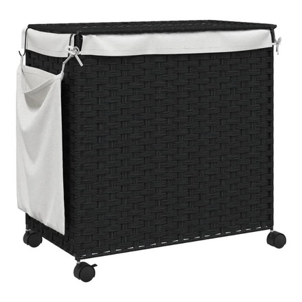 vidaXL ランドリーバスケット キャスター付き ブラック 60x35x60.5cm
