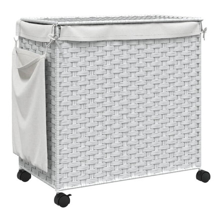 vidaXL ランドリーバスケット キャスター付き ホワイト 60x35x60.5cm