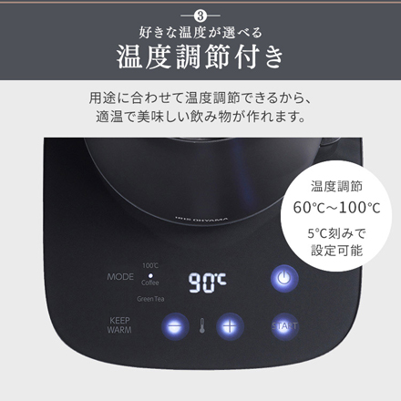 アイリスオーヤマ ドリップケトル 温度調節付 IKE-C601T-CW ホワイト