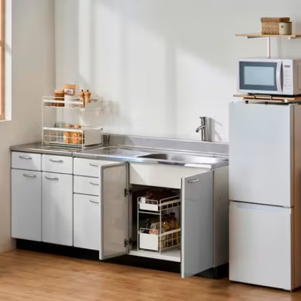 アイリスオーヤマ シンク下引き出しラックスリム SSR-200 ブラック