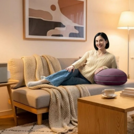 ビーズクッション Yogibo Round Pillow Logo（ヨギボーラウンドピロー ロゴ ）アクアブルー