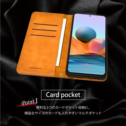 シズカウィル XiaomiRedmi Note 10 Pro ケース カバー 手帳型 本革調 レザーケース イエローブラウン×ブラウン 1個入り