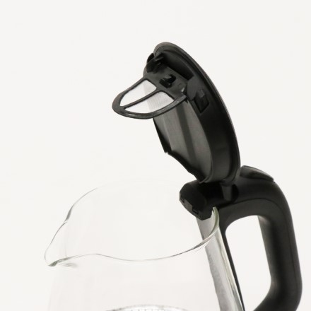 ヒロ・コーポレーション 電気ガラスケトル 強化ガラス製 おしゃれ 湯沸かしポット 1.2L ブラック HKG-012-BK