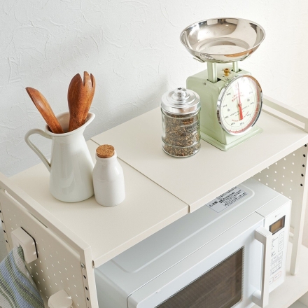 伸縮レンジラック レンジ上収納 1段 ホワイト