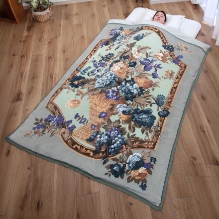 掛布団カバーになる衿付マイヤー毛布 ブラウン