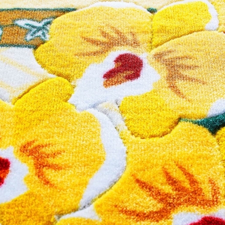 幸福の「黄色い胡蝶蘭」 八角玄関マット レギュラー 50×80cm