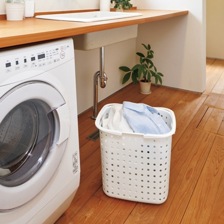 日本製 ランドリーバスケット 2段