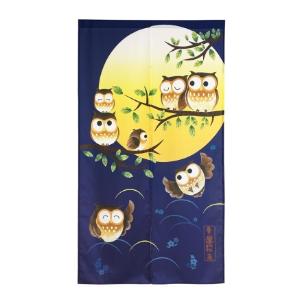 「風水」ふくろうのれん 暖簾 フクロウ 縁起物 室内 インテリア 間仕切り 目隠し おしゃれ かわいい 梟 ロング丈