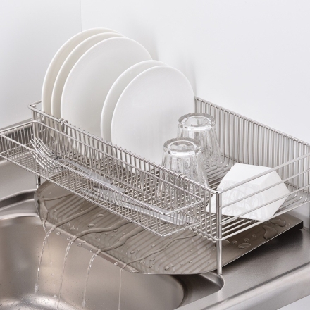 ラバーゼ NEW水切りスリム縦置き3点セット 水切りトレー ポケット 縦置き 燕三条 ステンレス コンパクト 水切りトレー ポケット 箸置き かご 水切りラック