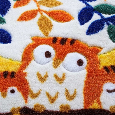 幸福の「七福ろう」玄関マット 大70×120cm げんかんマット ウェルカムマット フクロウ 梟 縁起物