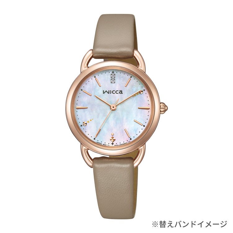 CITIZEN シチズン wicca ウィッカ KP6-065-21 レディース 腕時計 ソーラーテック 光発電 白蝶貝文字板 ピンクゴールド 替えバンド付属 5気圧防水 冬限定モデル