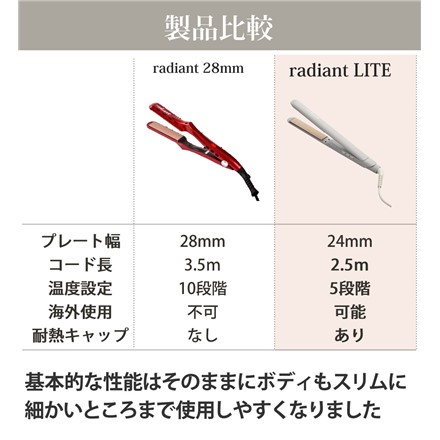 ラディアント ストレートアイロン シルクヘアアイロン 24mm radiant LITE LM-130 レッド