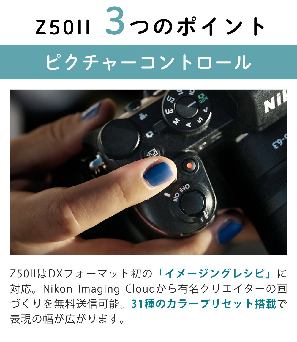 ニコン ミラーレス一眼カメラ Z50II ダブルズームキット ＆ SD64GB ＆ 液晶保護フィルム ＆ くっつくクロス ＆ クリーニングティッシュ