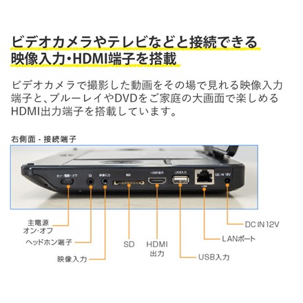 グリーンハウス 11.6型 ポータブルブルーレイプレーヤー 車載用