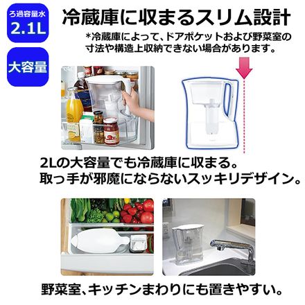 カートリッジ2個付&浄水器 東レ トレビーノ ポット型浄水器 高除去タイプ 2.1L PT304SV&ポット型浄水器用 カートリッジ2個セット PTC.SV2J