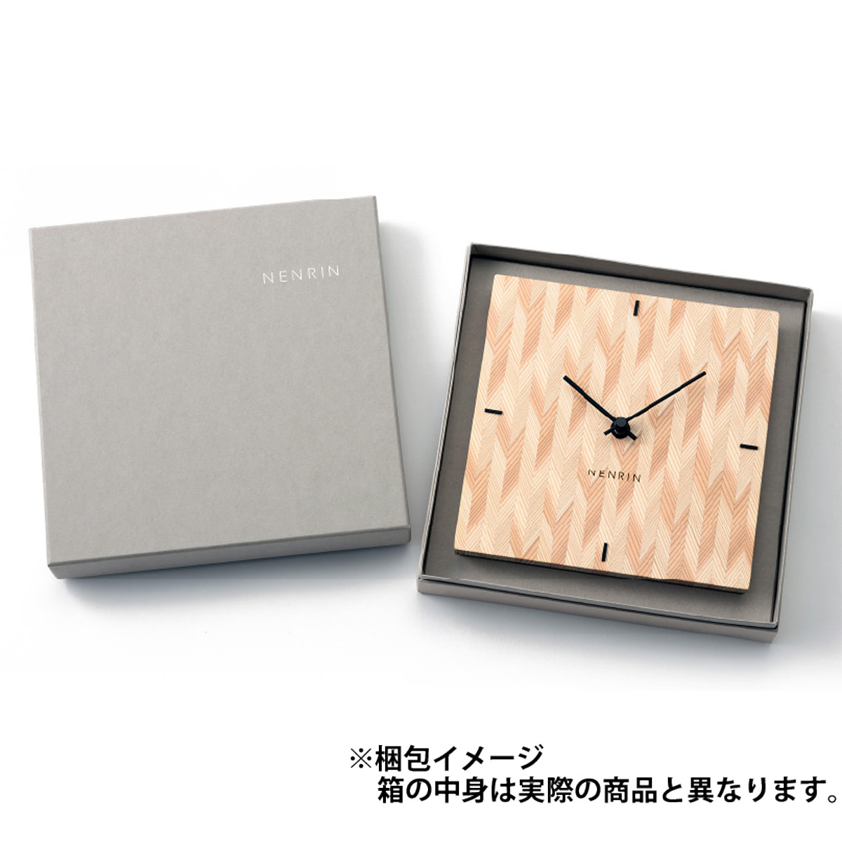 NENRIN CLOCK 175 縞 壁掛け兼置き時計 〔サイズ：W175×H175×D40mm、補助脚付き、単三電池1本〕 時計【北海道・離島 配送不可】