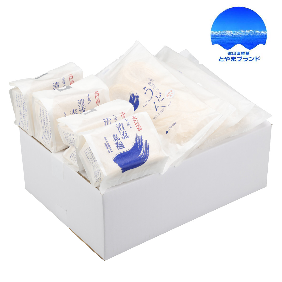 国産小麦 能登塩使用 手延べ清流素麺 極細清流うどん 〔手延べ清流素麺180g×2袋、手延べ極細清流うどん180g×2袋〕 乾麺