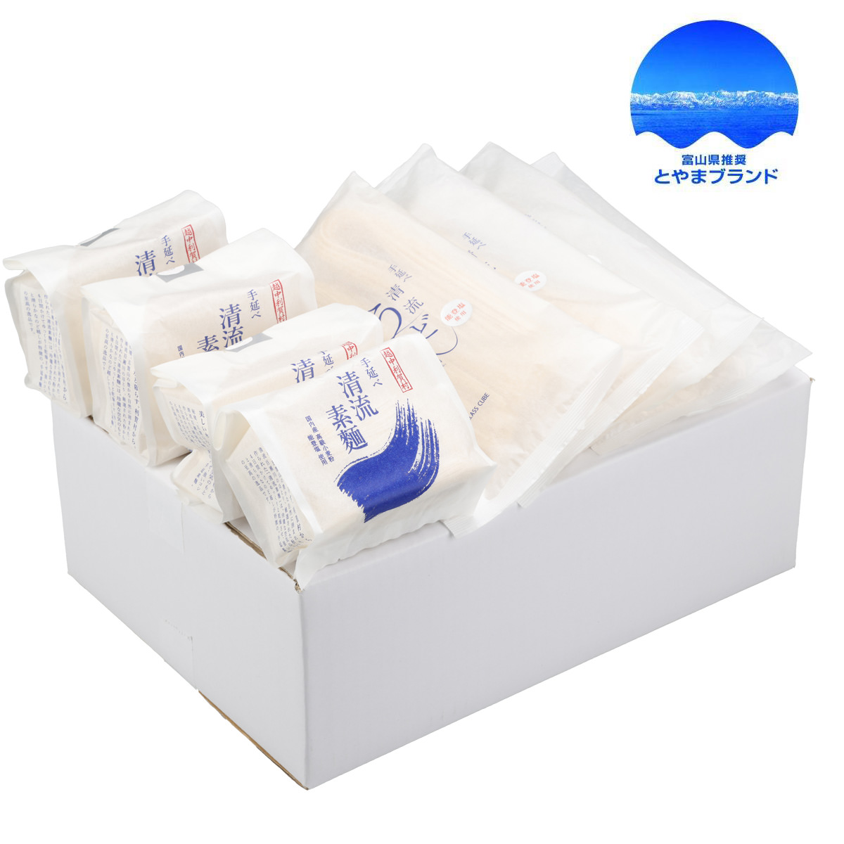 国産小麦 能登塩使用 手延べ清流素麺 清流うどん 〔手延べ清流素麺180g×2袋、手延べ清流うどん180g×2袋〕 乾麺