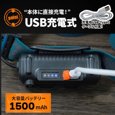ヘッドライト LED センサー付き USB 充電式