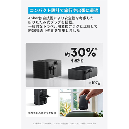 アンカー ANKER Nano トラベルアダプタ (5-in-1 20W) ブラック A9215N11