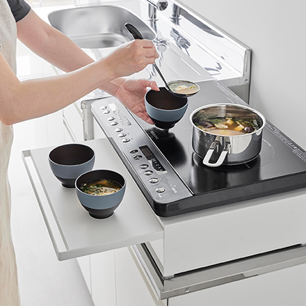 tower タワー IHクッキングヒーターラック 引き出し&スライドテーブル ホワイト 1923