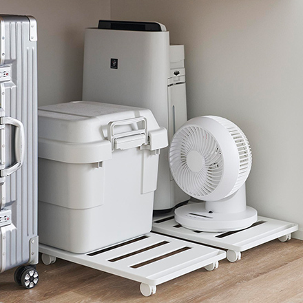 tower タワー 押入れ収納ロング台車 ホワイト 1417