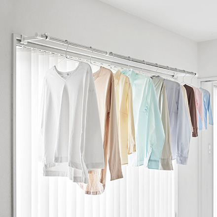 tower タワー 鴨居室内物干しポールホルダー 奥行ワイド ホワイト 1586