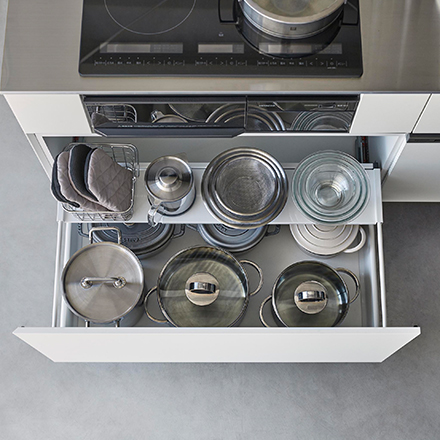 tower タワー 伸縮キッチン引き出し中ラック ワイド ホワイト 1731