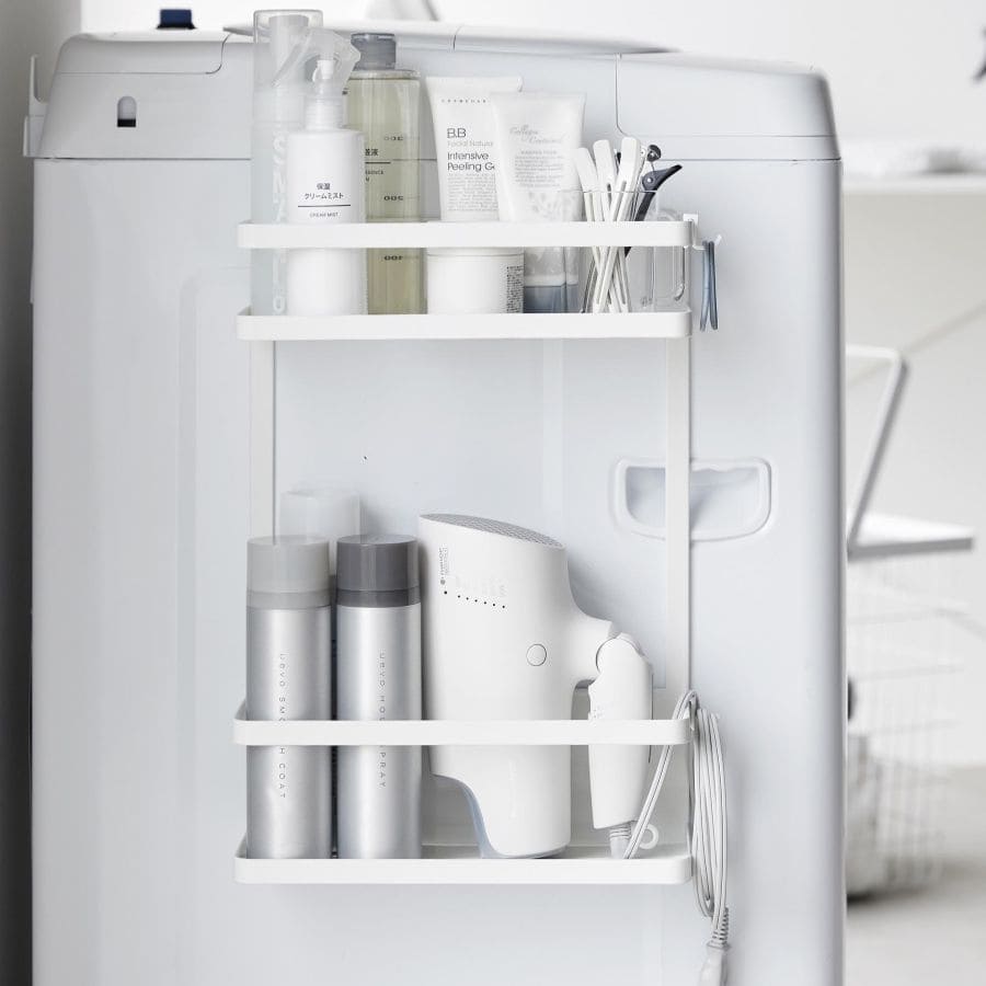 tower タワー 洗濯機横マグネット収納ラック タワー 2段 ホワイト 1800