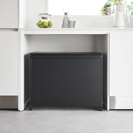 tower 蓋付き目隠し分別ダストワゴン タワー 45L 3分別 ブラック 1823