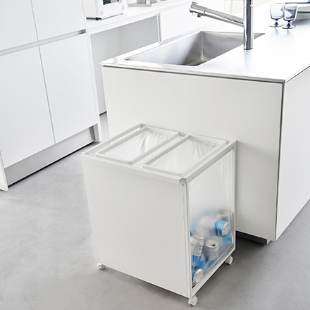 tower 目隠し分別ダストワゴン タワー 45L 2分別 ホワイト 1824