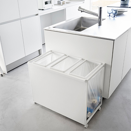 tower 目隠し分別ダストワゴン タワー 45L 3分別 ホワイト 1826