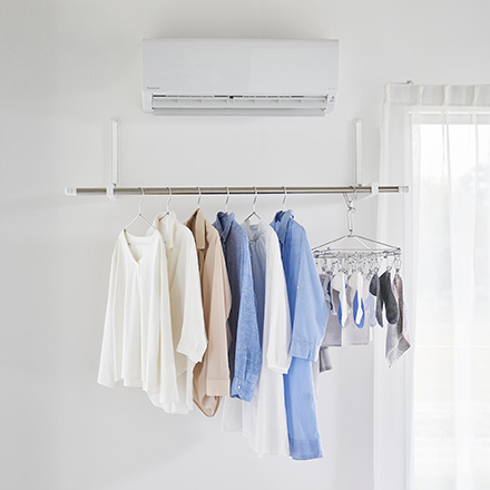 tower タワー ウォール折り畳み物干し竿ホルダー 2個組 石こうボード壁対応 ホワイト 1921