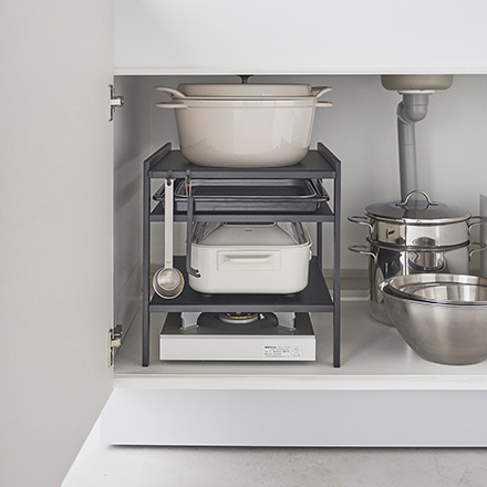 tower タワー 高さ調節シンク下ラック ３段 ブラック 2012