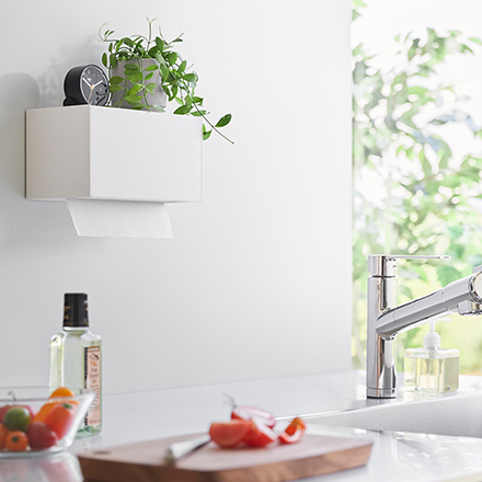 tower タワー マグネットトレー付きペーパータオルディスペンサー ホワイト 2192