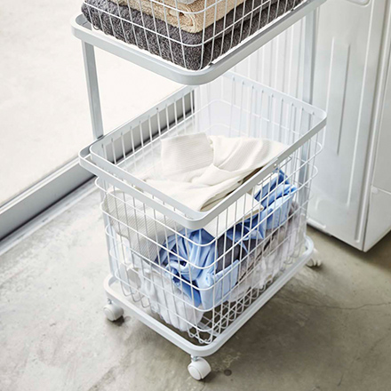 tower タワー ランドリーワゴン 2段 ホワイト 3349